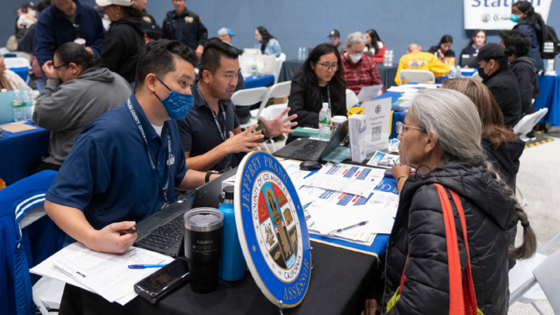 Staff from the LA County Assessor's office assist residents impacted by the wildfires.