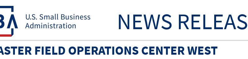U.S. Small Business Administration News Release with blue line at top and red line at the bottom of abbreviation SBA