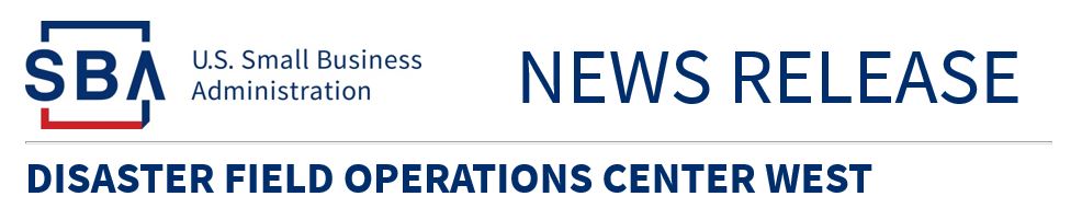 U.S. Small Business Administration News Release with blue line at top and red line at the bottom of abbreviation SBA