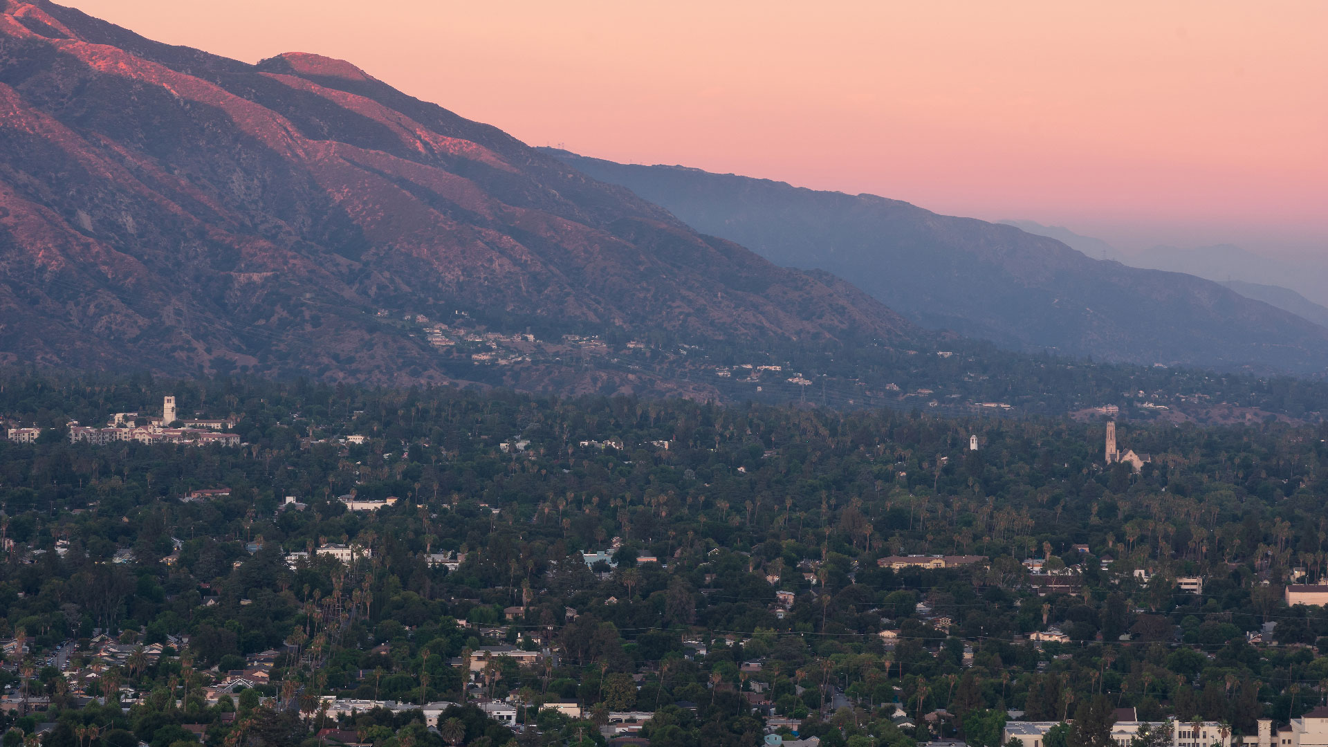 An aerial view of Altadena and Pasadena.