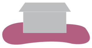 Pink color showing the surrounding area around a home.
