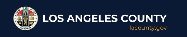 Los Angeles County official logo, featuring the county seal and website link for community resources.