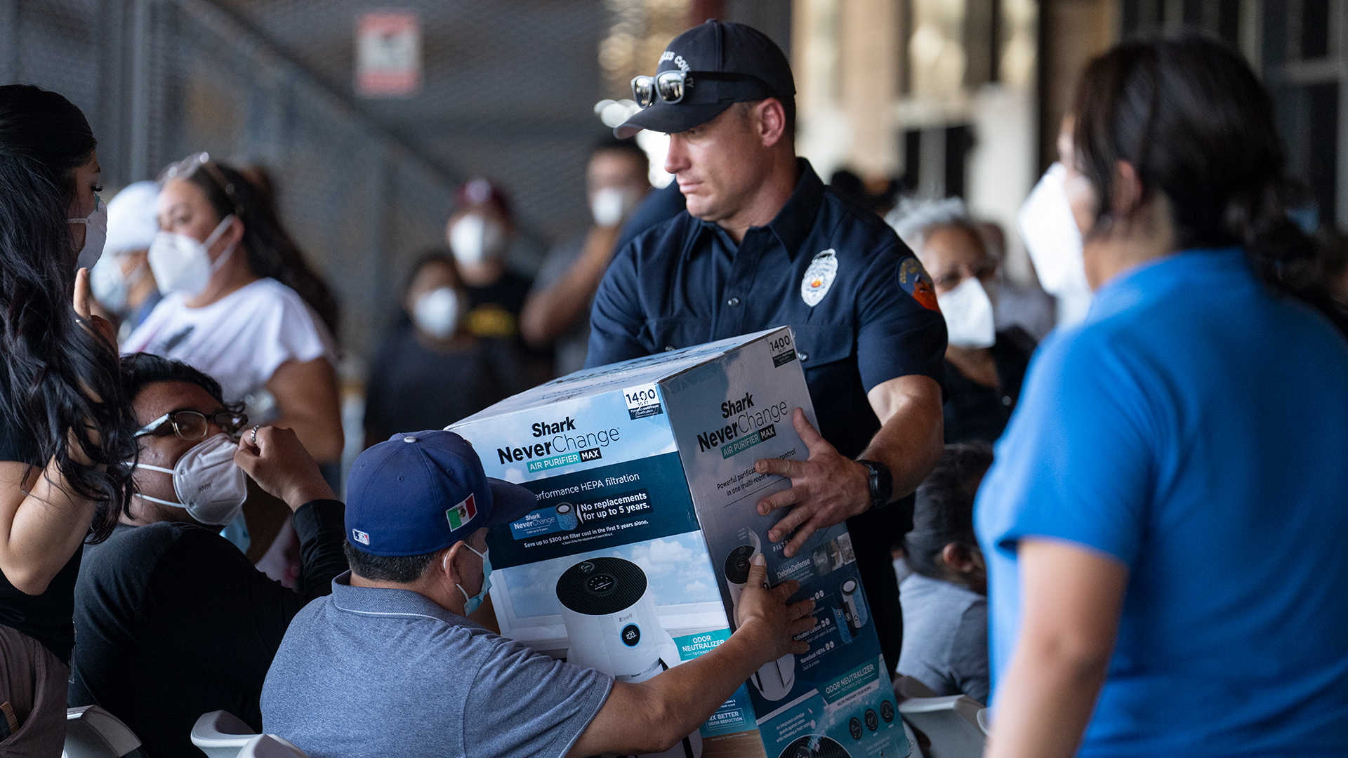 LA County Fire hands out air purifiers in East Los Angeles.